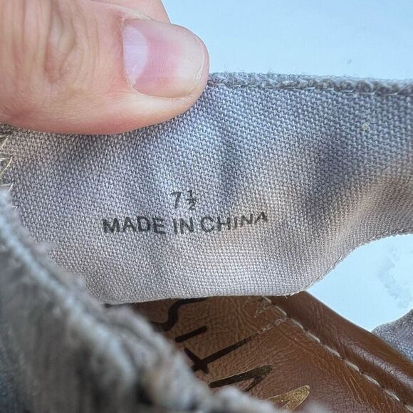 Blowfish Malibu Sandals 7.5 Vegan Grey Tie Dye Twill Lotus DyeCut Style - Picture 10 of 11